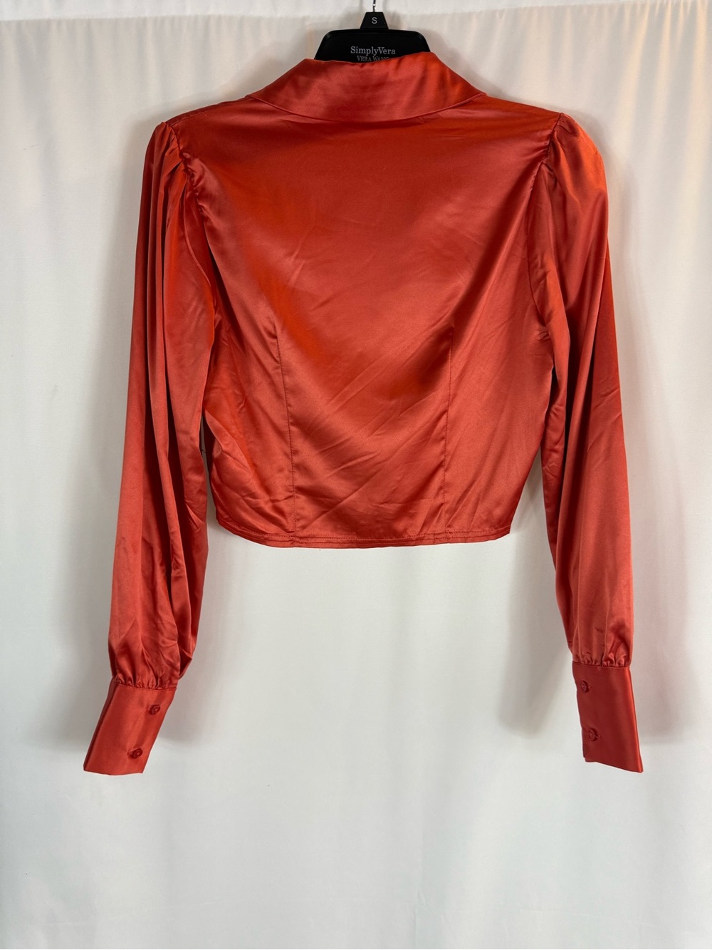 HYFVE Coral Satin Cropped Corset Blouse. Size:S - Picture 11 of 13